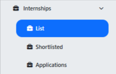 Internship Left Menu